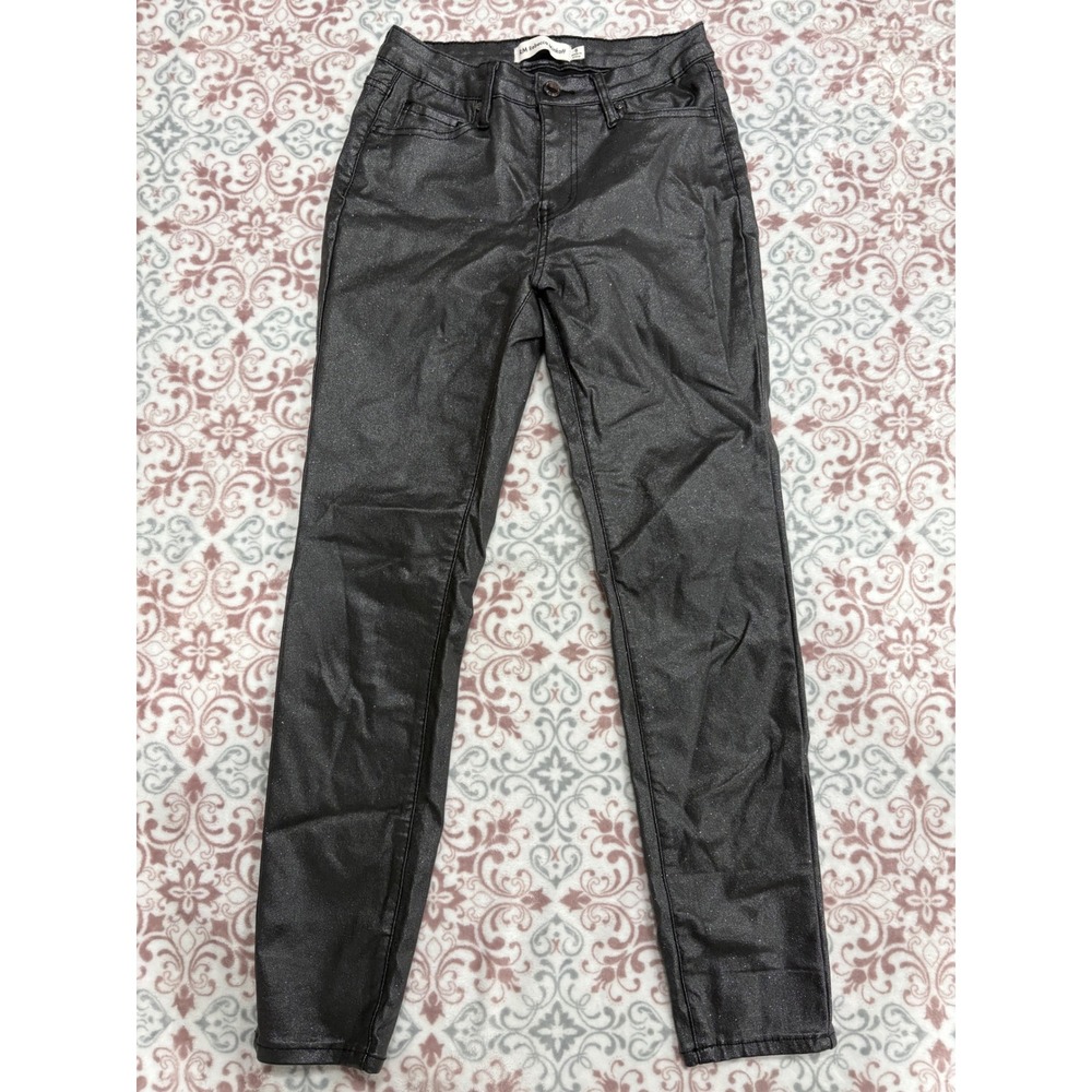 RM Rebecca Minkoff Metallic Coated Skinny Jeans Charcoal Black Size 6 High Rise